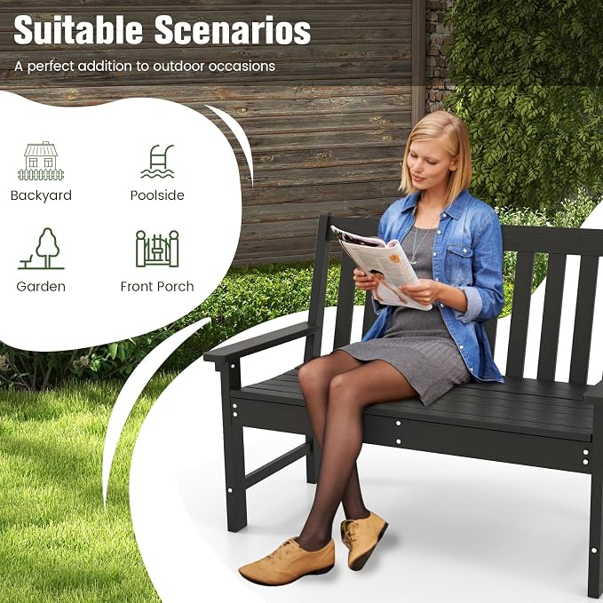 Tangkula HDPE Outdoor Garden Bench - Image 7
