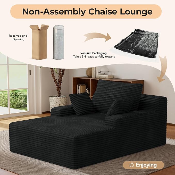 51'' Oversized Chaise Lounge Chair Indoor, Non-Assembly Deep Seat Sofa Bed - Image 5