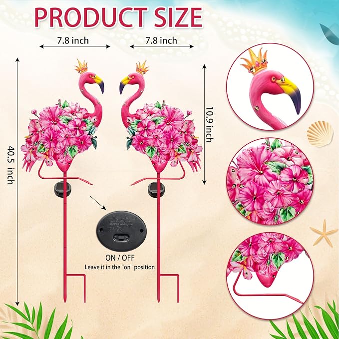 Hexagram Flamingo Yard Decor, Flamingo Solar Lights Outdoor - Image 6