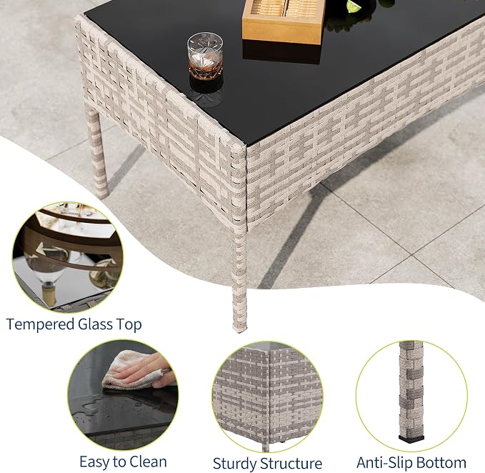 GAOMON 4-Piece Patio Furniture Set, Modern PE Rattan Conversation Set - Image 7