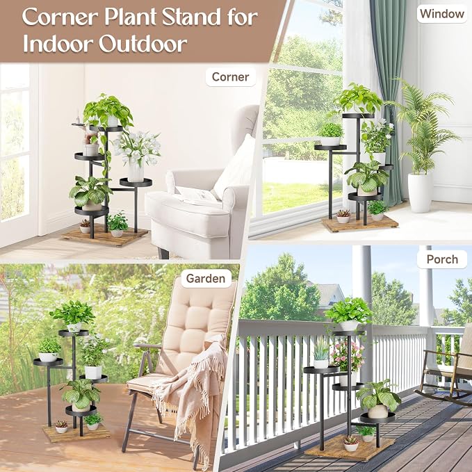 iDavosic.ly 4 Tier Plant Stand Indoor, Tiered Corner Flower Holder Shelf Outdoor - Image 4