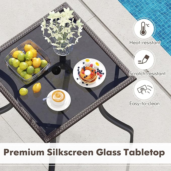 Tangkula Patio Bar Table with Umbrella Hole, All Weather 37 Inches Height Heavy - Image 7