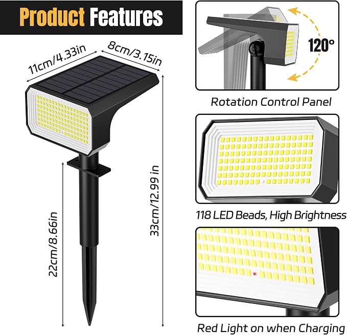 Solar Spot Lights Outdoor, 4 Modes Auto On/Off Solar Landscape Spotlights - Image 8
