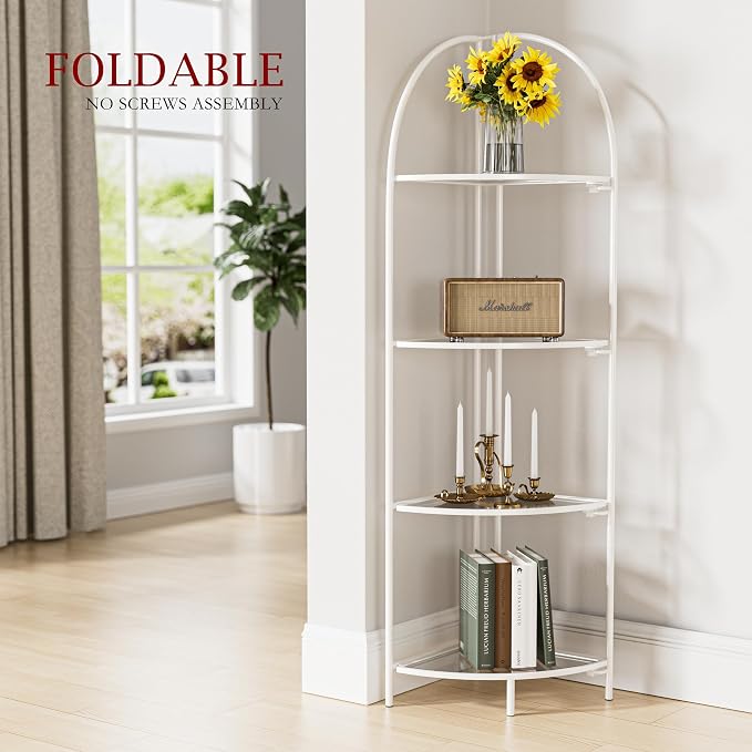 Crofy Foldable 4 Tier Corner Shelf, Metal Corner Plant Stand - Image 2