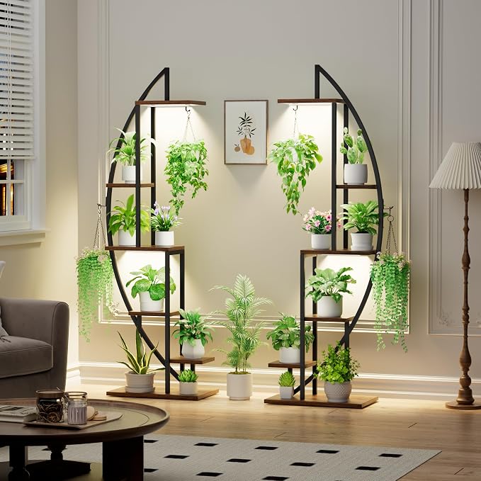 Plant Stand Indoor with Grow Lights, 6 Tiered Tall Plant Shelf, Half-Moon Plant - Image 5