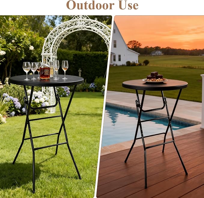 Folding Round Table, 32in Cocktail Table, High Top Table - Image 5