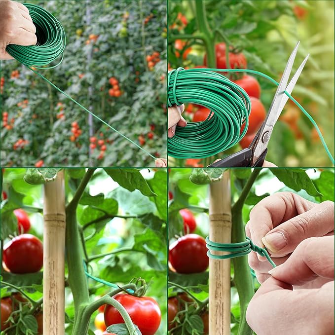YMHB 120 Feet Green Soft Twist Tie Tomato Plant Tie, Garden Wire Green Twist - Image 4