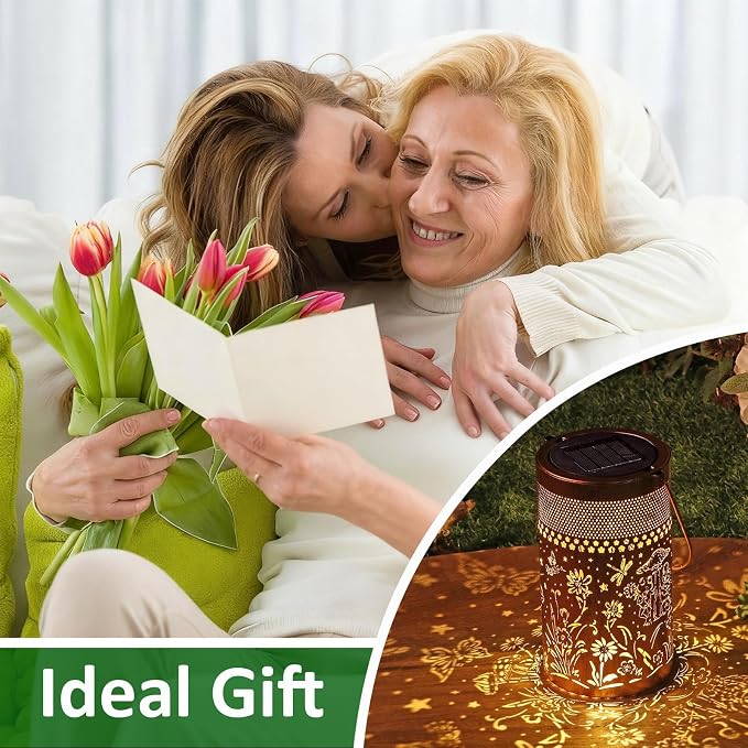 2 Pack Solar Lantern Outdoor Waterproof, Metal Butterfly, Hummingbirds - Image 8