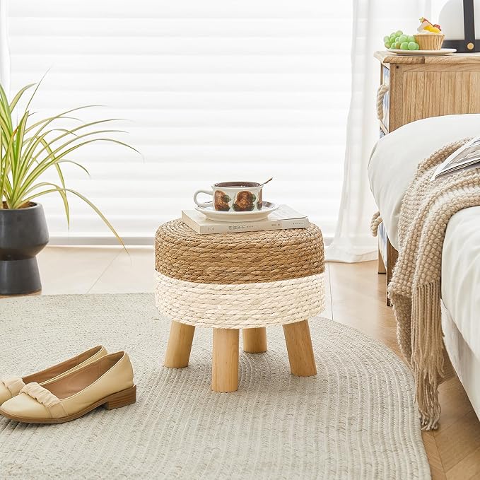 Round Ottoman, Natural Seagrass Footstool - Image 7