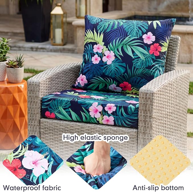 Hoteam 4 Set Outdoor Chair Patio Cushions 20 x 20 Inch Deep Seat Waterproof - Image 4