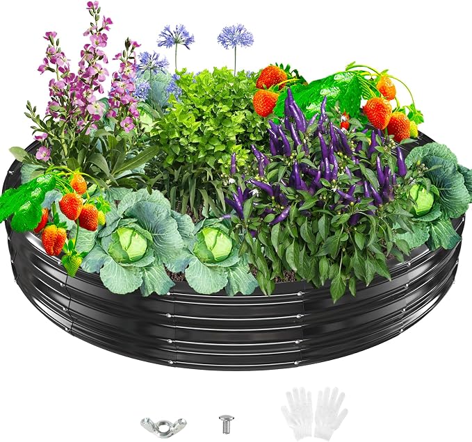 Durable Round Galvanized Steel Raised Garden Bed by zbzbml