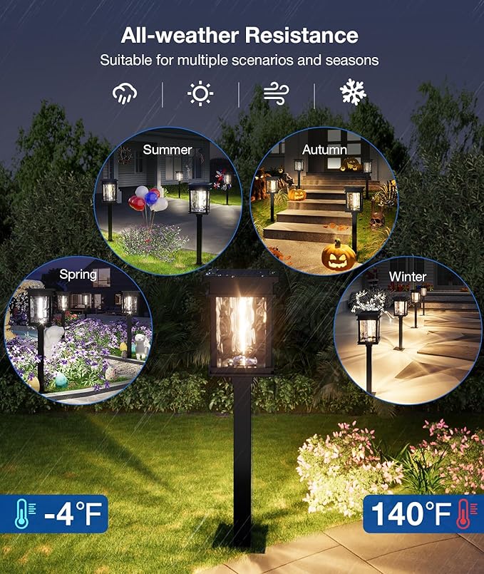 XMCOSY+ Solar Pathway Lights, 50 LM Bright Solar Lights, Garden Outdoor - Image 5