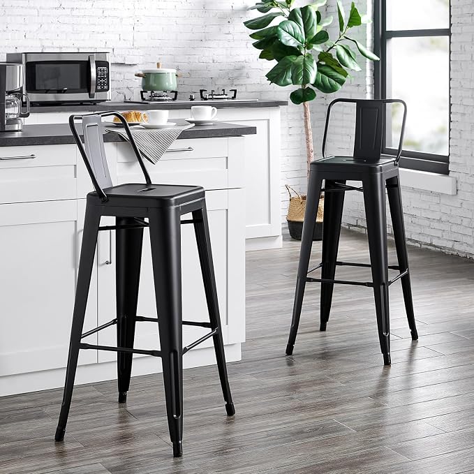 AC Pacific 30” Metal Barstool Set of 2 – Country Rustic Style - Image 2