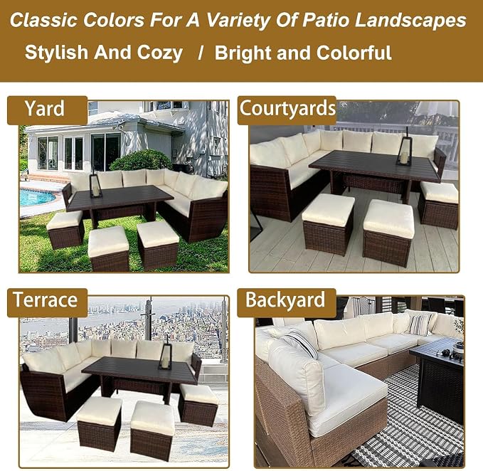 14 Piece Outdoor Patio Cushion Cover Replacement, Waterproof Patio Cushion - Image 6