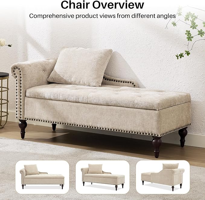 56.6" Wide Chaise Lounge Indoor - Image 5
