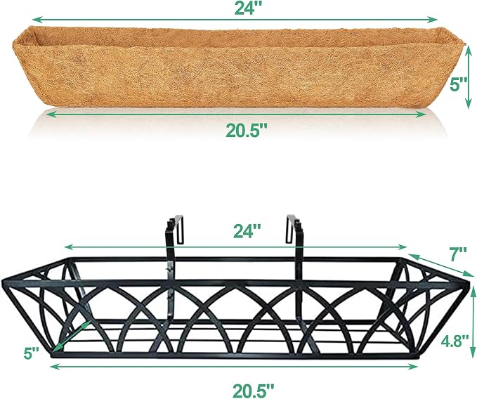 24in 2pcs Planter Box with Coco Liner, Rust-Resistant Metal Frame, Hydration - Image 2