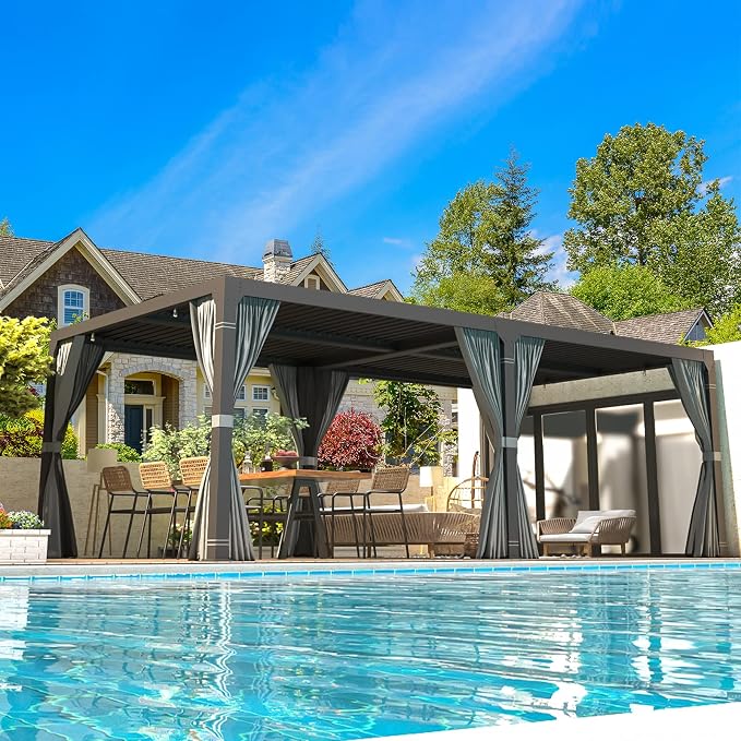 EROMMY Louvered Pergola 10' x 20' Outdoor Hard Top Pergola - Image 6