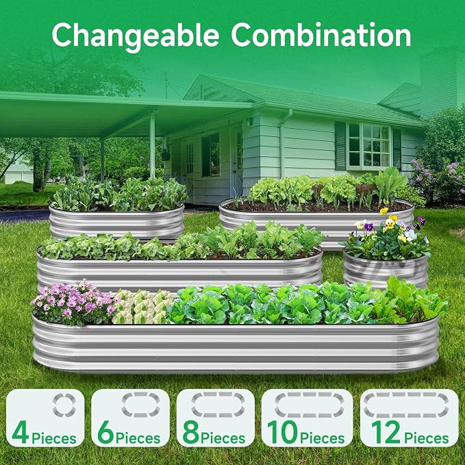 GreatBuddy Galvanized Raised Garden Bed 8×2×1ft, Easy Assembly Outdoor Metal - Image 7