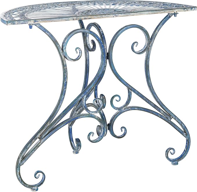 Safavieh Outdoor Collection Annalise Victorian Antique Blue Accent Table - Image 8