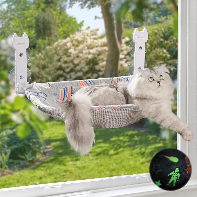 Cat Window Perch, Glow in The Dark Foldable Cat Hammock by HiPetpy