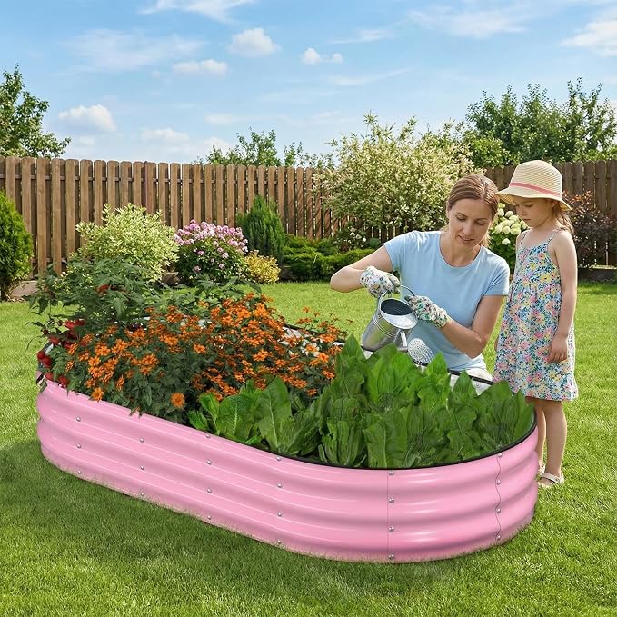 Raised Garden Bed, Oval Metal Planter Box - Image 7