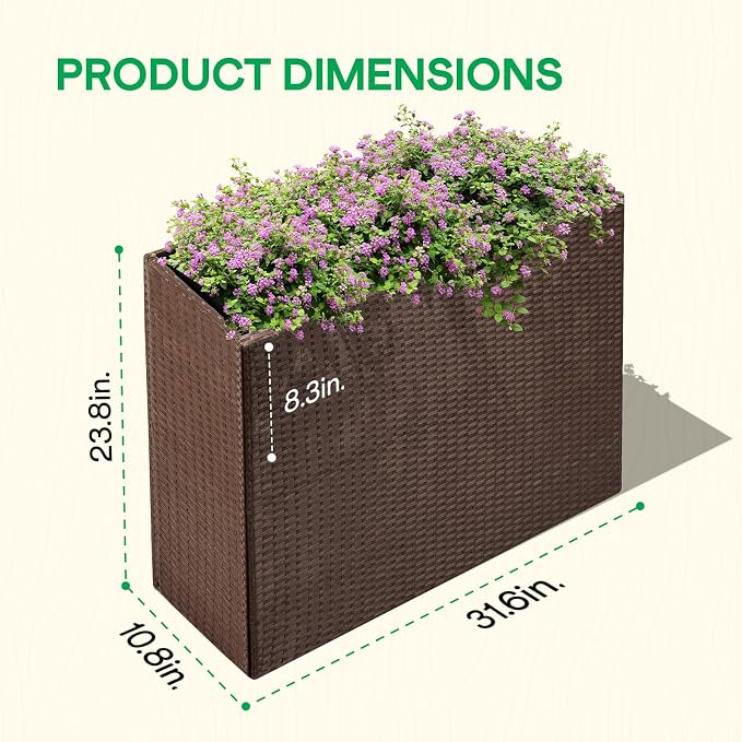 IDZO All Weather Wicker Planter Raised Garden Bed, 24 in Tall Round Rattan - Image 2