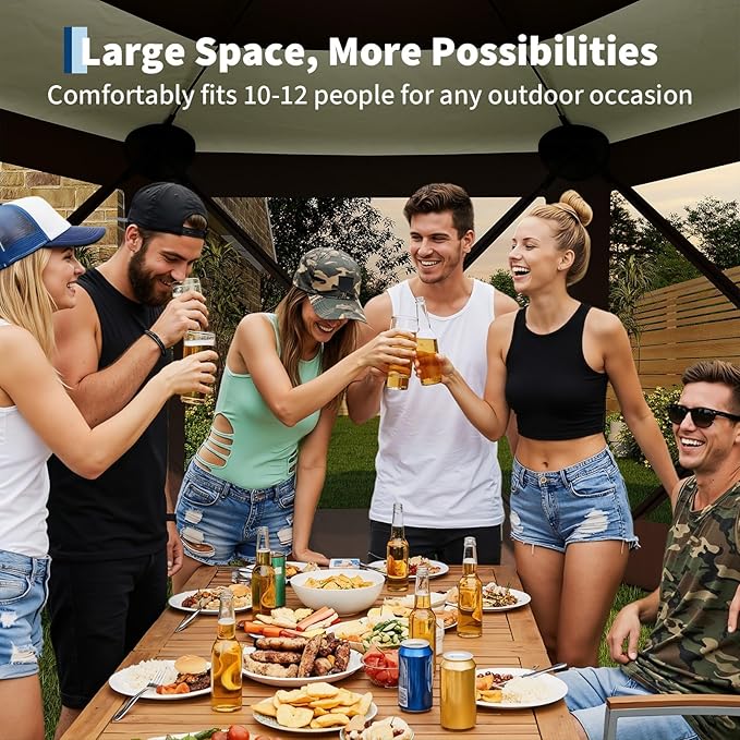 11.5x11.5FT 6-Sided Pop Up Gazebo Tent，One-Push Setup Canopy Tent - Image 5