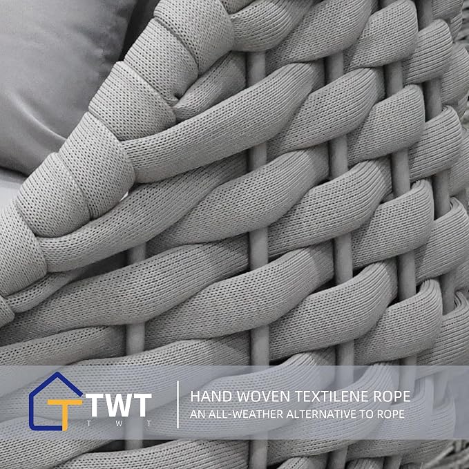 TWT Patio Sofa All-Weather Textilene Rope Balcony Furniture - Image 7