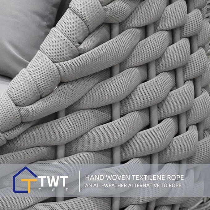 TWT Patio Sofa, All-Weather Textilene Rope Outdoor Chairs Set of 2 - Image 6