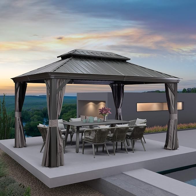 PURPLE LEAF 10' X 14' Permanent Hardtop Gazebo Aluminum Gazebo - Image 9