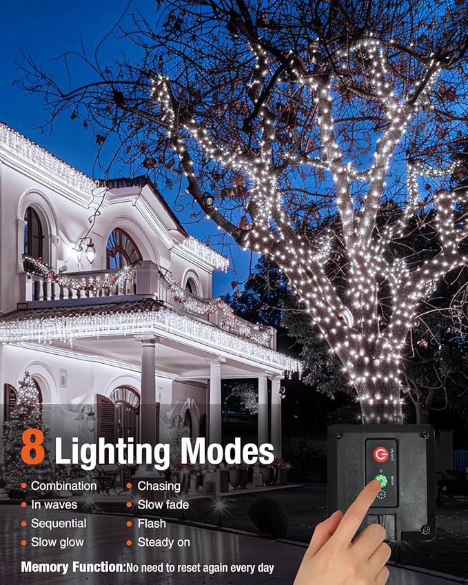3 Pack Solar Fairy Lights for Outside Waterproof, 49FT/15M 150LED Solar String - Image 4