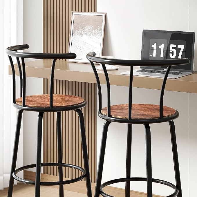 VECELO Bar Stools Set of 2, Swivel Counter Barstools - Image 6