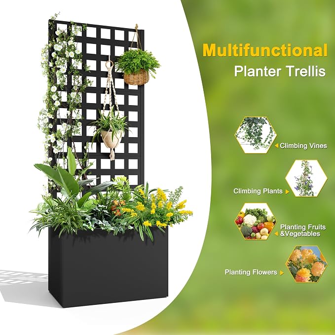 FENCY Metal Planter Box with Trellis, Planter Trellis - Image 4