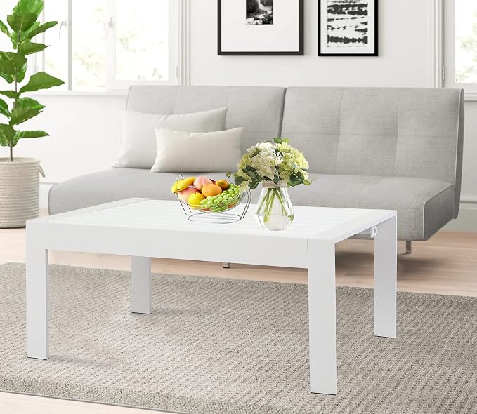 All-Weather Aluminum Outdoor Coffee Table, Modern Coffee Table - Image 6