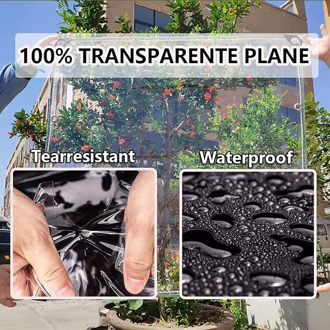 10'X12' Clear Vinyl tarp 14 Mil Thick Tarpaulin, Protects Against Water - Image 8