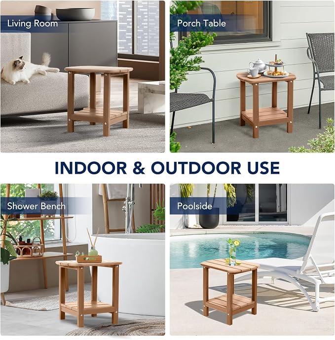 nalone Adirondack Side Table 16.5" Outdoor Side Table HDPE Plastic Double - Image 8