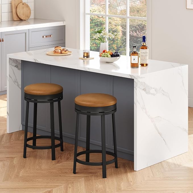 IDEALHOUSE 24'' Swivel Bar Stools Set of 2 - Image 3