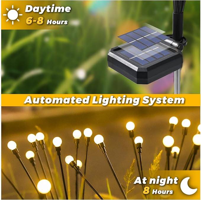Solar Lights Outdoor-6Pack 48LEDs Solar Garden Firefly Lights Outside, Solar - Image 8