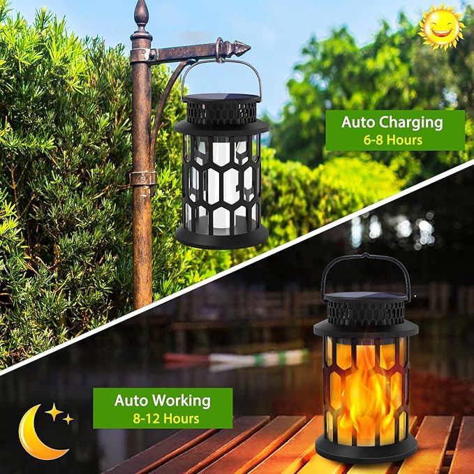 Solar Lights for Outside, Upgraded Solar Lanterns Flickering Flame Outdoor - Image 3