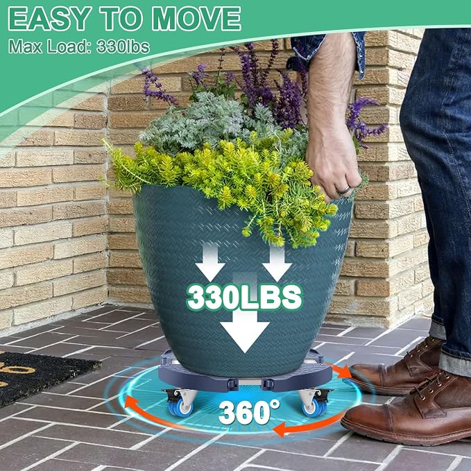 sanyi Plant Caddy with Wheels, 15-22" Adjustable Plant Stand with Wheels Heavy - Image 2