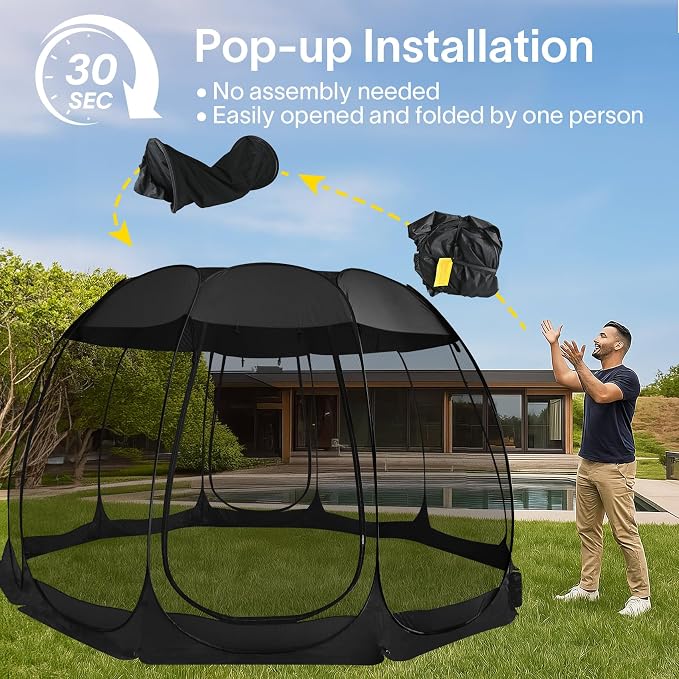 Alvantor® Screen House Gazebo, Pop Up Igloo Screened Canopy Tent - Image 4