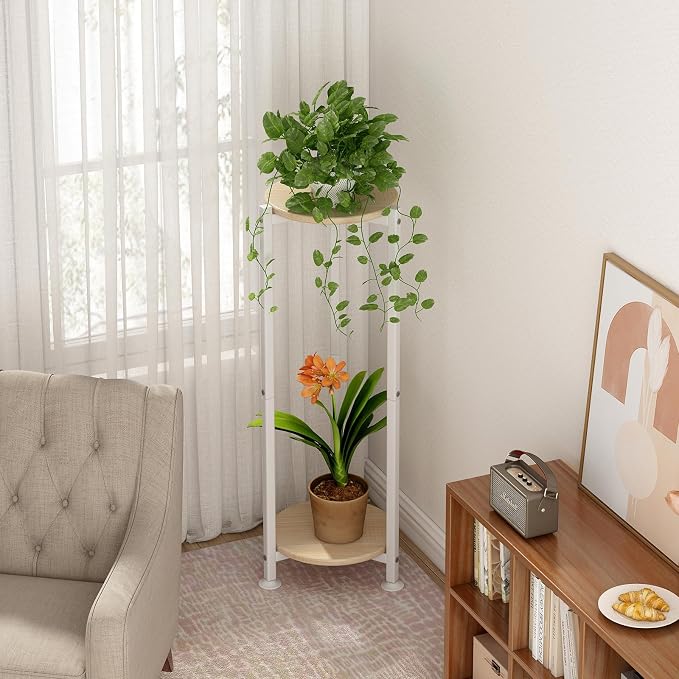 Plant Stand Indoor Corner Tall 2 Tier Metal Modern Flower Storage Plant Shelf - Image 4
