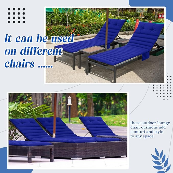 Kigley Outdoor Lounge Chair Cushions Set of 2, 72.8 x 24 x 2.3 Inch Patio - Image 6