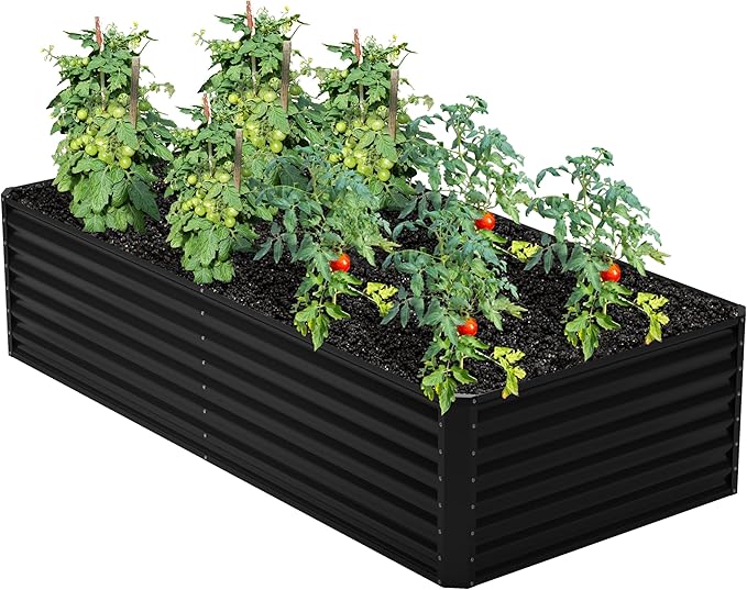 8x4x2FT Galvanized Raised Garden Bed, Planter Raised Beds-Metal Garden Box by Home