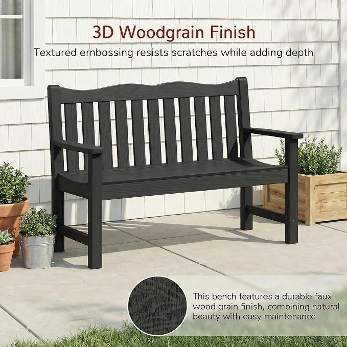 Stoog All-Weather 2-Person Outdoor Bench, 800 lbs Capacity HIPS Plastic Garden - Image 7
