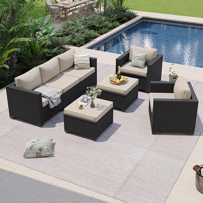 Aoxun Patio Furniture Set, 5 Piece Outdoor Sectional Sofa - Image 2