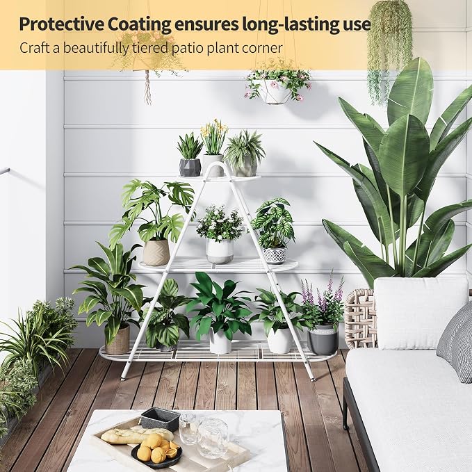 Plant Stand for Patio, 3-Tier Metal Plant Shelf–Indoor/Outdoor Display Rack for - Image 3