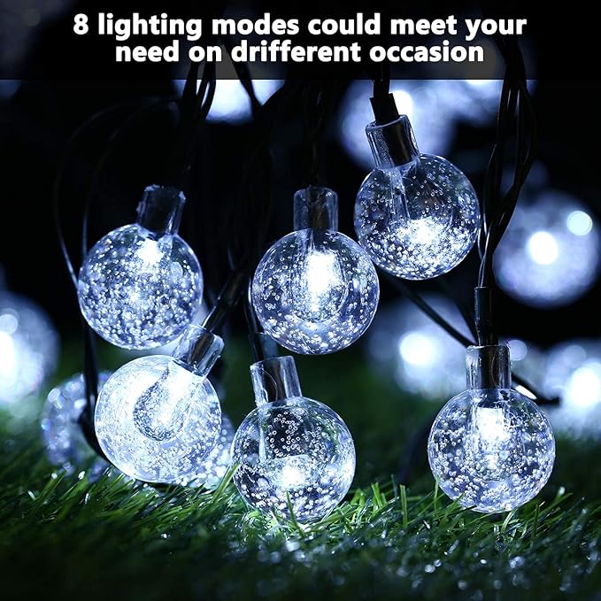 20 LED Crystal Globe Solar String Light Extra-Bright Outdoor Lights - Image 4