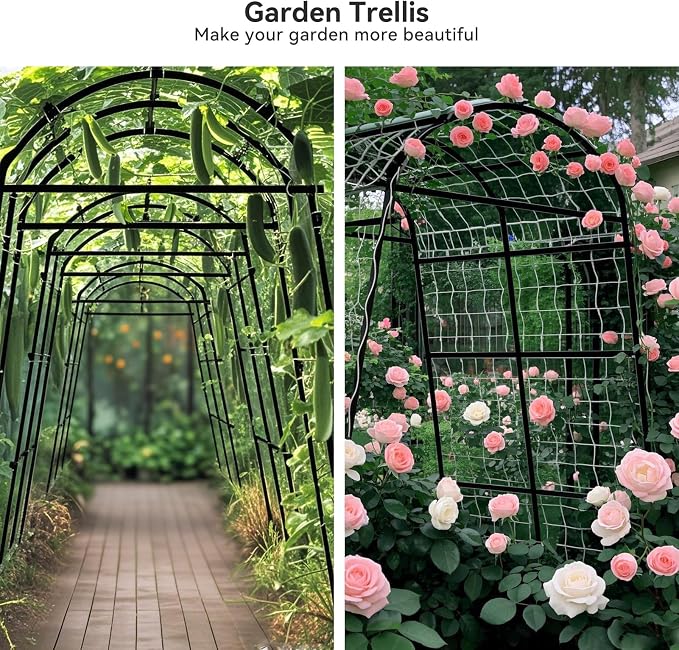 Lalahoni Garden Arch Trellis for Climbing Plants Outdoor, 80 Inch Tall Grape - Image 6