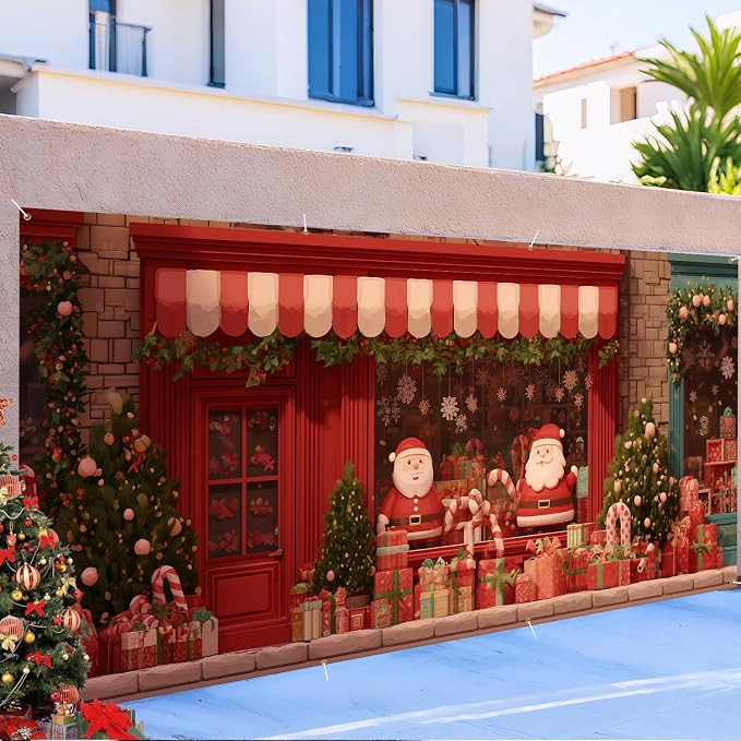 ANNA QUEEN Santa’s Christmas Shop Garage Door Banner 6 x 13FT, Santa Claus - Image 5